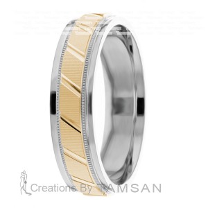 6mm Wide Diamond Cut Wedding Ring