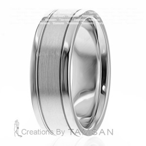 7mm Wide Diamond Cut Wedding Ring