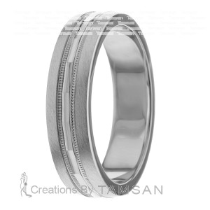 Shiny Center Cuts Wedding Bands 6mm