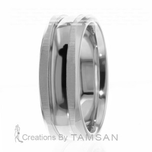 7mm Square Diamond Cut Wedding Ring