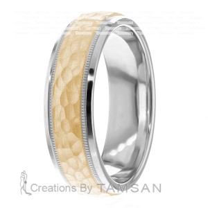 Dome Hammered Milgrain 6mm Ring