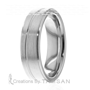 6.5mm Diagonal Milgrain Wedding Bands