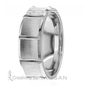 7mm Concave Diamond Cut Wedding Ring