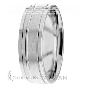 Off Center 7mm wide Wedding Ring