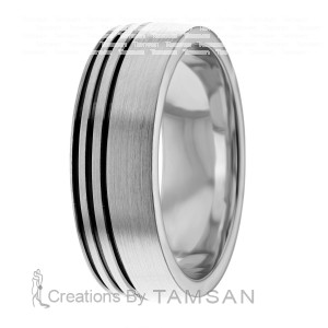 Off-Center Satin Finish 7mm Wedding Ring