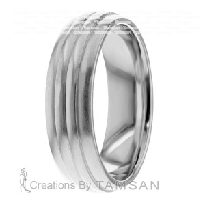 7mm Wide Diamond Cut Wedding Ring