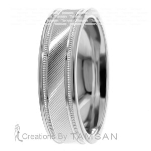 6.5mm Wide Diamond Cut Wedding Ring