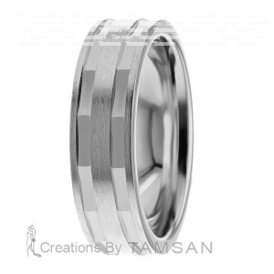 6mm Wide Diamond Cut Wedding Ring