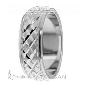 7mm Wide Diamond Cut Wedding Ring