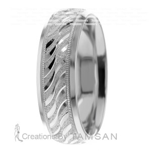 7mm Wide Diamond Cut Wedding Ring