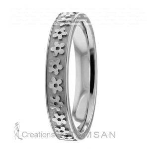 4mm Flowers Carved Wedding Ring