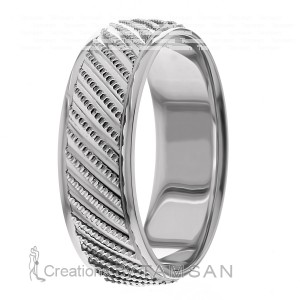 7mm Diagonal Milgrains Wedding Ring