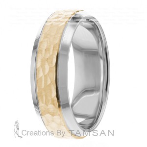 7mm Hammered Beveled Edge Band