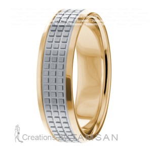 6.5mm Wide Diamond Cut Wedding Ring