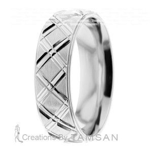 Interlocking X Pattern 6mm Wedding Ring
