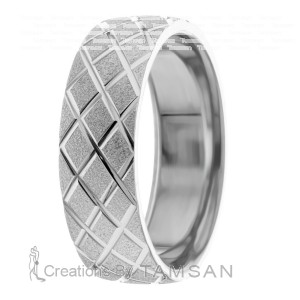 7mm Criss-Cross Low Dome Wedding Ring