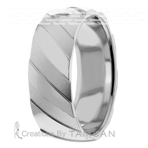 8mm Wide Diamond Cut Wedding Ring