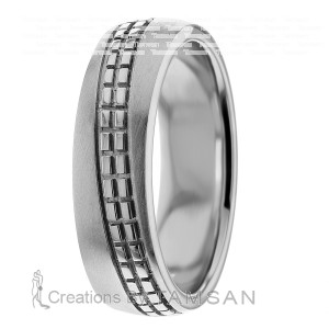 Modern Carved 6mm Wedding Ring