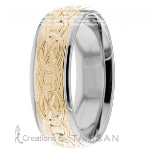 Carved 7mm Diamond Cut Wedding Ring