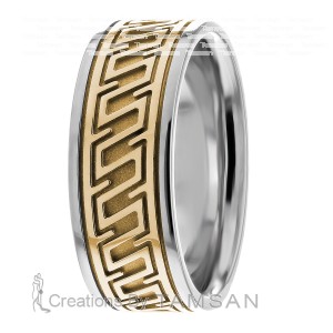 Modern Carved 8mm Wide Wedding Bands