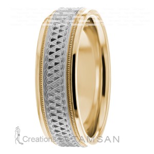 7mm Criss-Cross Milgrain Wedding Ring