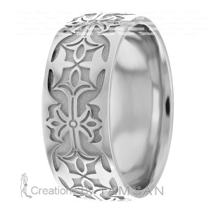 8mm Floral Design Wedding Ring