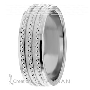 7mm Diamond Patterned Wedding Ring