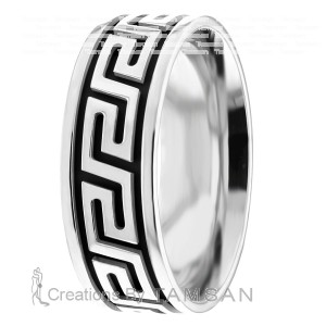 7mm Italic Greek Key Wedding Ring