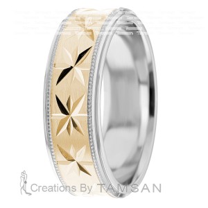 7mm Star Milgrain Wedding Ring
