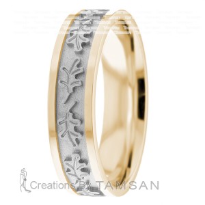 6mm Leafs Carved Wedding Ring