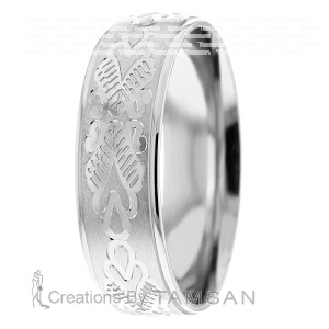 7mm Flower Engraved Wedding Ring