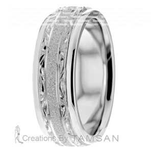 7mm Hand Engraved Wedding Ring