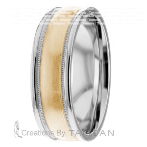 Milgrain 7mm wide Wedding Band