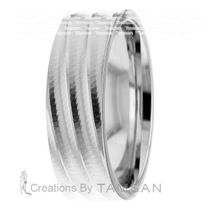 7mm wide Waves Wedding Bands