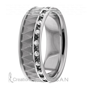 Black & Clear Diamond Wedding Band 7mm 0.54 Ctw.