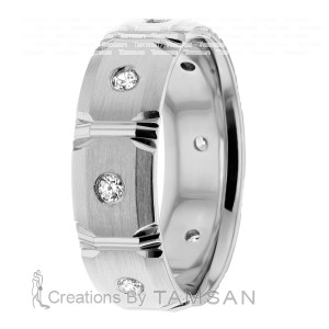 Diamond Wedding Ring 7mm Wide 0.12 Ctw.