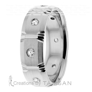 Diamond Wedding Ring 7mm Wide 0.12 Ctw.