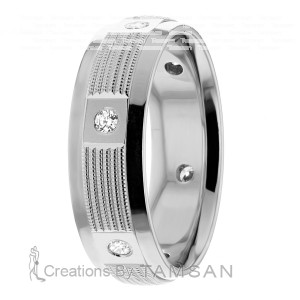 Diamond Wedding Ring 7mm Wide 0.18 Ctw.