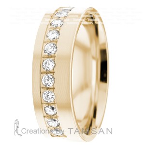 Off Center Diamond Wedding Band 7mm 0.42 Ctw.