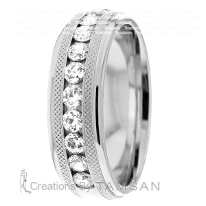 Low Dome Diamond Wedding Band 7mm 0.88 Ctw.