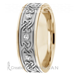 Celtic Knot Diamond Wedding Band 7mm 0.20 Ctw.