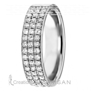 Three Row Diamond Wedding Band 6mm 0.81 Ctw.