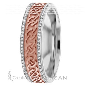 Celtic Knot Diamond Wedding Band 6mm 0.55 Ctw.