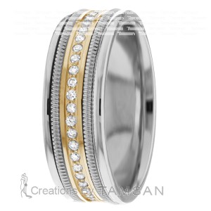 Milgrain Diamond Wedding Band 7mm 0.45 Ctw.