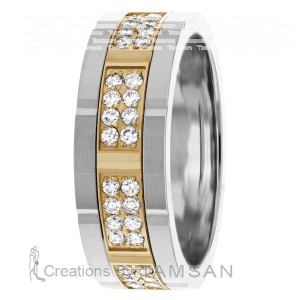 Handmade Diamond Wedding Band 8mm 0.96 Ctw.