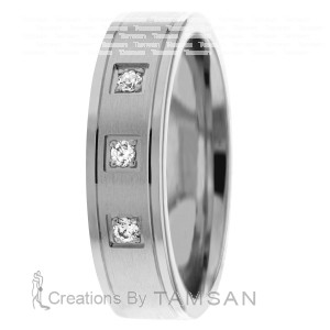 Flat Step Diamond Wedding Band 6mm 0.09 Ctw.