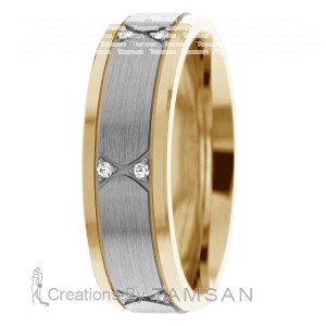 Three Diamond Wedding Band 7mm 0.12 Ctw.