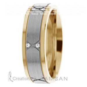 Three Diamond Wedding Band 7mm 0.12 Ctw.