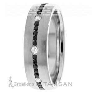 Black & Clear Diamond Wedding Band 6mm 0.63 Ctw.