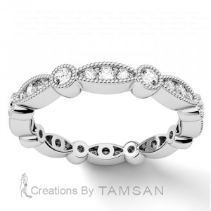 Diamond Round Cut Eternity Ring with Milgrain 0.50Ctw